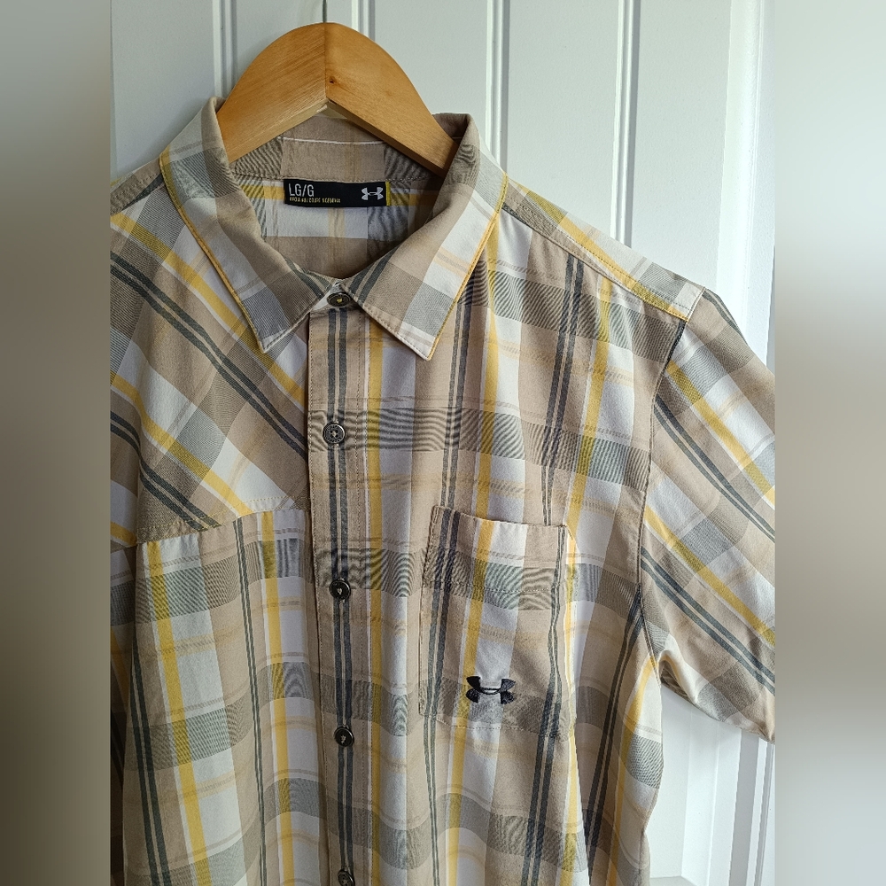 Large Boys Under Armour Plaid Shirt Casual School Activewear Travel Western Beac